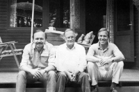 DX Club member Karel Honzík with fellow "deixing" fan Tony Soerensen during a meeting in Denmark, 1980s