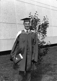 Jindřich Goba on the day of his bachelor's graduation in special education in Canada