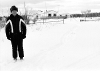 Jindřich Goba in front of the school in Canada