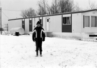 Jindřich Goba in front of the school in Canada