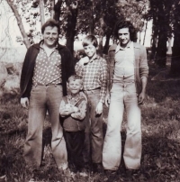 From left: Vladimír, Petr, Mirek Václavek with a friend, late 70s