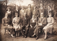 Kozák's family, mother Milena Čejková, née Kozáková, bottom right, late 1920s