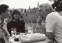 Radmila Chovancová with her friend Jana Konečná and her colleague at Myslivna, Gottwaldov, 1988
