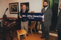 Jiri Severin's birthday, pictured with Zlín city councillor, 1990s