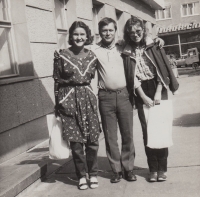Radmila Chovancová on the left with props from the Workers' Theatre, 1984, Gottwaldov