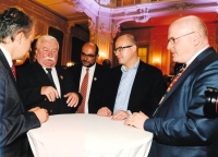 Bohuslav Sobotka with Lech Walesa and Daniel Herman