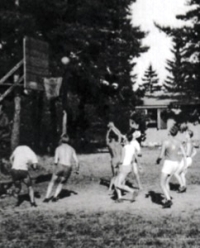 With members of Sokol Třebíč playing basketball, late 40s/ early 50s