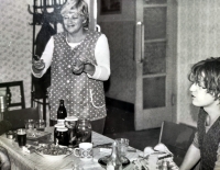 Petr Šulák with his mother Irena during the pig killing feast