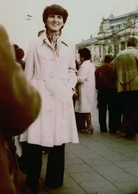Anna Ondračková on her arrival at the university in Brno, 1979