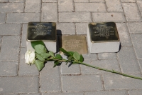 Laying down the Stones of the Disappeared for the Schwarz family in Boskovice, July 2023