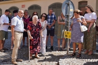 Laying down the Stones of the Disappeared for the Schwarz family in Boskovice, July 2023