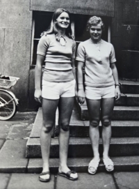 Grammar school - with her friend Eliška - Radka Samuel on the left
