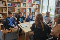 The student team during the interview for the Stories of Our Neighbours project
