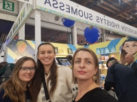 With Yevheniia Kuznetsova and Yaryna Chornohuz at the Helsinki Book Fair, October 2024
