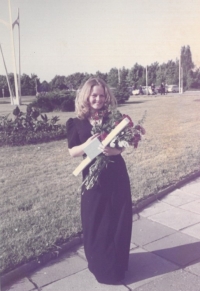 Eva Šestáková at her graduation, 1968