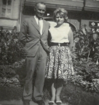 Eva Šestáková and her father Václav Šesták, 1964