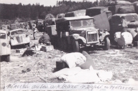 Disarming Germans by American soldiers, at Ptáčkovna near Písek, May 1945
