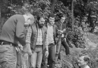 Luděk Rederer (centre) at a field exercise at the faculty, 1984