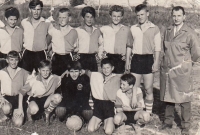 Jaroslav Janešík (fourth from left), Borovany football team, 1965