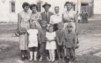 Jaroslav Janešík (first row, second left) with his family, 1959