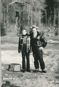 With his father in the mountains