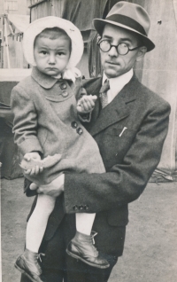Jarmila Přibylová with her father, 1941