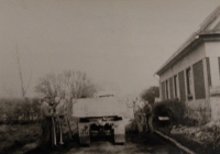 Doing voluntary work - repairing the evangelical parish office in Hradiště, on the left her father Ladislav Smetánka, Hradiště, about 1986