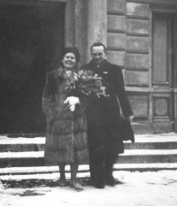 Wedding photo of Václav and Květa Šesták, parents of Eva Šestáková, 21 February 1948