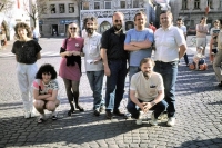 With friends on Sušice Square, 1990s