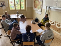 Photo taken during the interview with Zikmund Schwarzkopf with the student team within the Stories of our neighbours project 