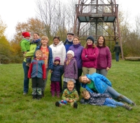 With husband, daughters and grandchildren in front of the Barborka lookout tower near Heřmanov Městec, 2020
    
