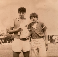 Pavel Verbíř with a player from Slavie