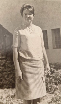 Blanka Göthová in the yard of her house, 1960s