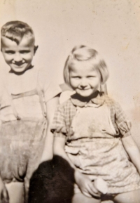 Blanka Göthová with her cousin Josef Cila, 1940s/50s