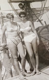 Blanka Göthová, still single, on holiday in Bulgaria with a friend, 1960s
