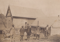 Men in front of the mill in Michalovka, Volhynia, 1930s-1940s