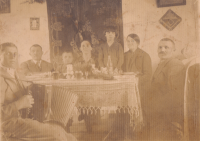 Family party at the Dvořáks' home in Martinovka, Volhynia 1930s-1940s