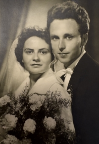 Wedding photo with Miroslav Buřt, 1960