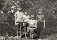 Ladislav (far right), sister Soňa, and cousins Zdeněk and Libor