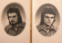 High school graduation photos (before and after haircut and shave), 1977
