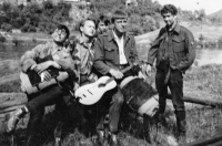 Jaroslav Neumann (second from left) with friends, 1965