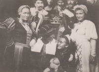Amateur theatre, Jaroslava Červenková is far right in bottom row, 1950