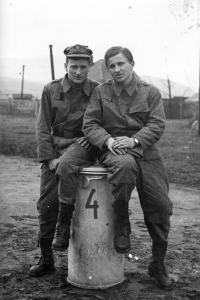 With a friend at the military service, 1964