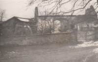 The Jirman family's house after the fire, 1945