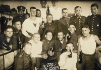 Father Frantisek Hartman as a soldier (second from the right in the last row), Dolný Kubín, Slovakia, 1930