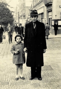 With Grandfather Trčka in Prague on Wenceslas Square, 1954