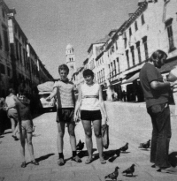 Alan Kubica with his younger brother Jan and his father's second wife in Yugoslavia