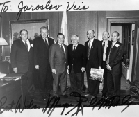 Jaroslav Veis in Chicago with the Senate delegation with Mayor Dewey, standing in the middle with Petr Pithart