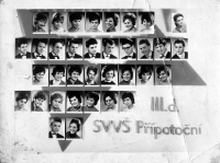 Graduation board of the secondary general education school or grammar school, Jaroslav Veis in the second row from the top third from the left, 1973