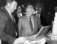 Jaroslav Veis on the right in the background with Petr Pithart in the front